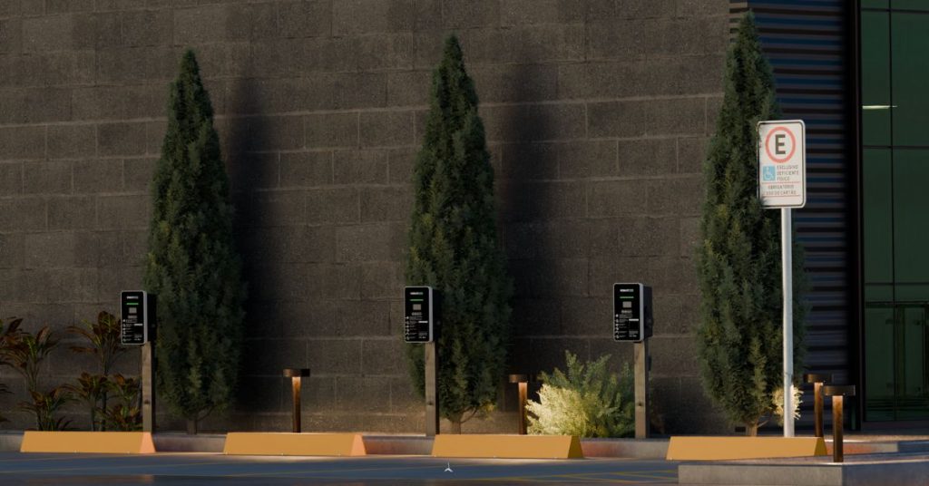Humax EV Commercial Chargers in Commercial Parking Space